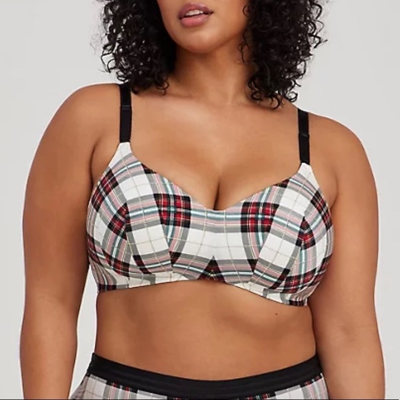 NWT Torrid Lightly Lined Wire Free Everyday Bra Microfiber Plaid - Picture 2 of 5